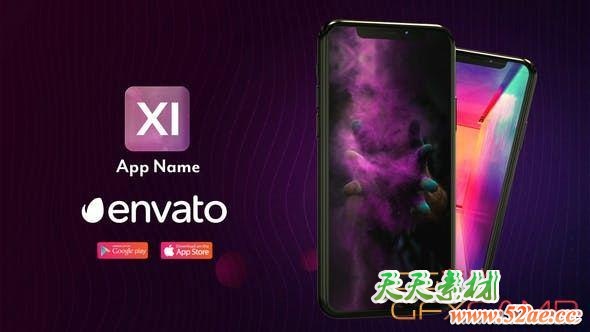 AE模板-三维iPhone 11苹果手机APP宣传展示动画 App Promo – Phone 11-天天素材网