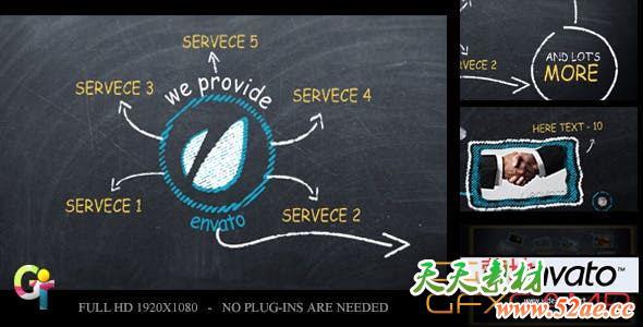 AE模板-黑板粉笔字项目介绍片头 Promote your Business on Blackboard-天天素材网