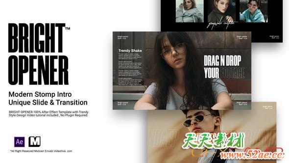 AE模板-节奏感快闪文字片头 Bright Opener Stomp Intro-天天素材网