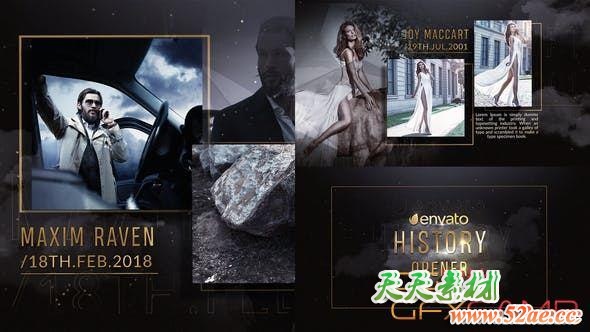 AE模板-大气人物介绍历史包装开场片头 History Opener-天天素材网