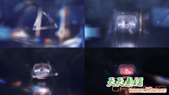 AE模板-大气光线折射Logo动画 Cinematic Studio Crystal Logo Intro Reveal-天天素材网