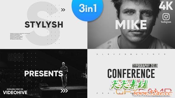 AE模板-文字图片快闪排版片头 Stomp Typography-天天素材网