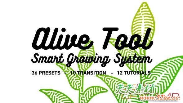 AE模板-文字图片图形Logo生长动画 Alive Tool Smart Growing System-天天素材网