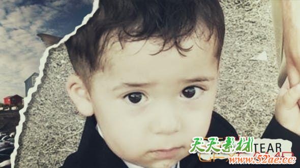 AE模板-撕纸转场图片相册展示片头 Paper Tear Slide-天天素材网