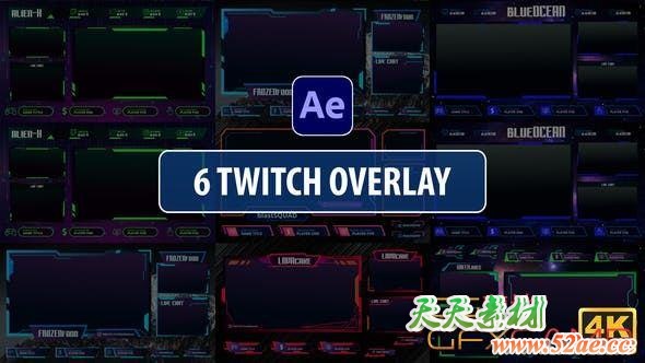 AE模板-网络直播视频元素框动画 Twitch Overlay Stream-天天素材网