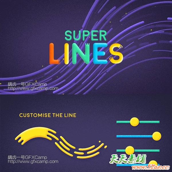 卡通流体线条路径MG动画AE脚本 Super Lines v1.4.5 + 使用教程-天天素材网