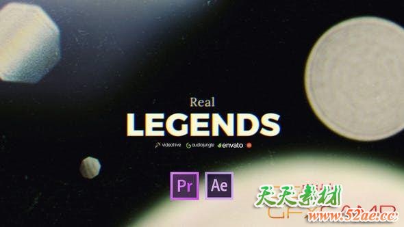 PR预设-黑白照片视频回忆片头 Film Titles Slideshow – Real Legends-天天素材网