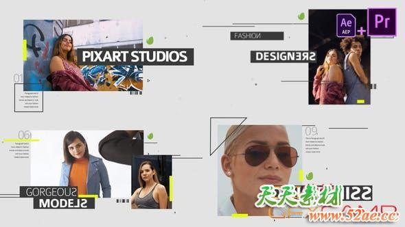 AE模板+PR预设-简洁时尚视频包装片头 Fashion Media Opener Mogrt-天天素材网