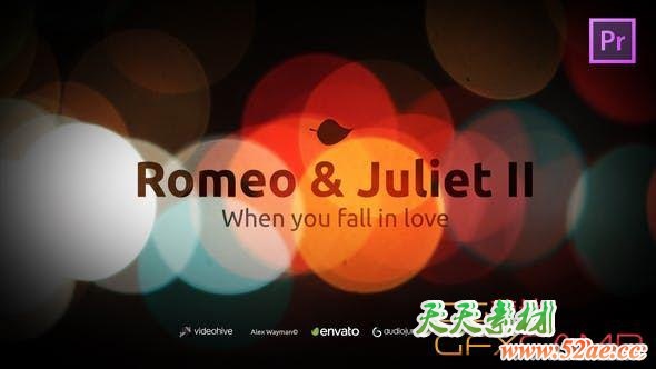 PR模板-虚焦背景浪漫爱情照片相册片头 Romantic Titles – Romeo & Juliet-天天素材网