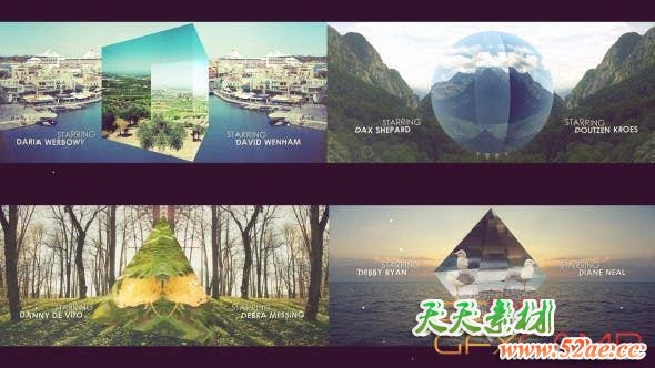 AE模板-图形折射视频宣传片头 Movie Titles – Movie Opener-天天素材网