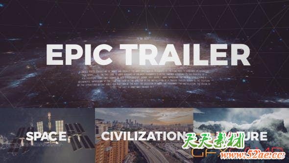 AE模板-大气视频文字包装片头 Cinematic Trailer – Epic Trailer-天天素材网