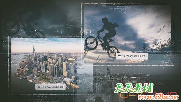 AE模板-科技感撕裂图片介绍开场 Epic Slideshow-天天素材网