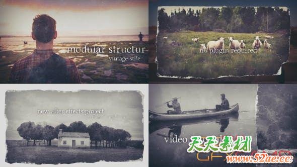 AE模板-历史复古陈旧图片介绍片头 History Opener – History Slideshow-天天素材网