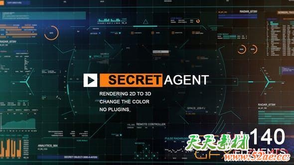 AE模板-HUD科技感元素界面图形数据动画 Secret agent-天天素材网