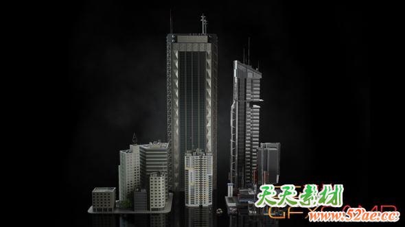 未来科幻城市建筑3D模型 KitBash3D – Mini Kit Neo City (Unreal格式)-天天素材网