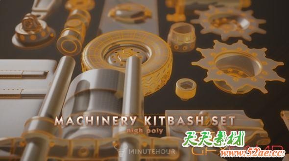 高精度齿轮3D模型预设 Gumroad – Machinery Set – kitbash – High Poly Pack (FBX/ZBP格式)-天天素材网