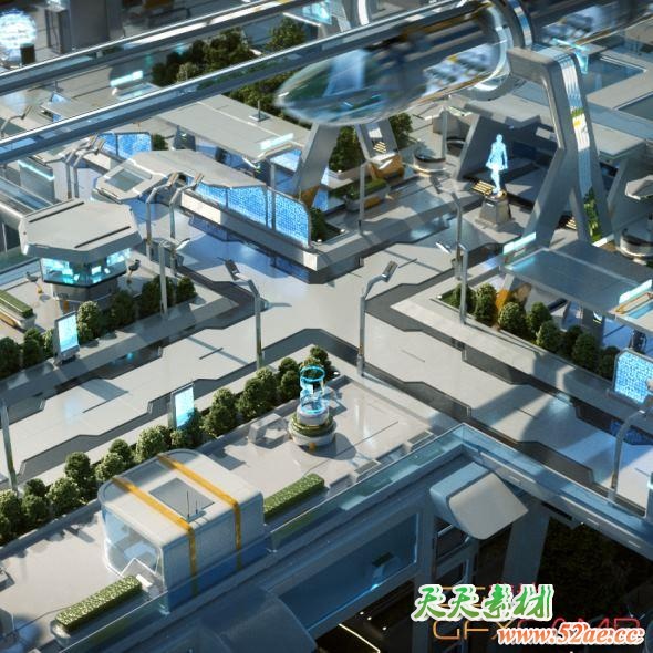 未来科幻城市街道3D模型 Kitbash3D – Props High Tech Streets (OBJ/FBX/MTL格式)-天天素材网