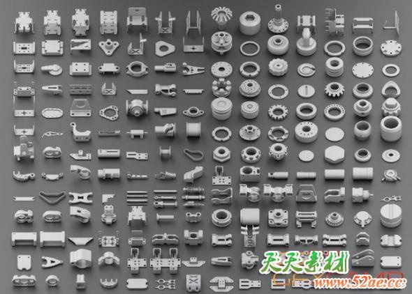 零件硬面3D模型 Artstation – Hard Surface KitBash Vol.3 (MAX/FBX/OBJ格式)-天天素材网