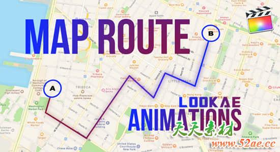 FCPX插件-地图定点路径连线动画生成器 Map Route Animations-天天素材网