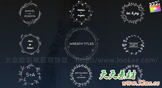 FCPX插件-35种浪漫小清新线条花蔓婚礼文字标题动画 第八季-天天素材网