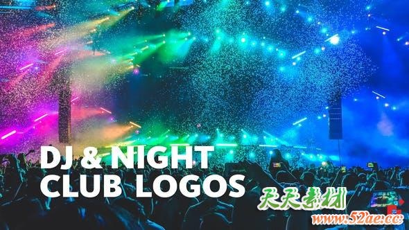 FCPX插件-3组动感夜总会DJ打碟LOGO片头 DJ Night Club Logos-天天素材网