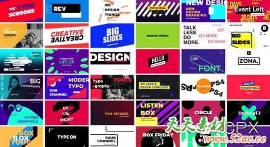 FCPX插件-158个流行时尚彩色图形场景文字标题排版设计动画-天天素材网
