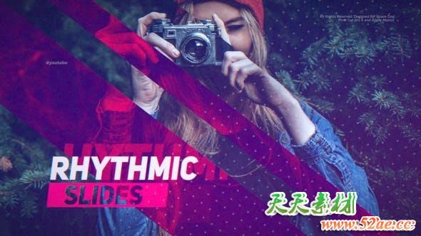 FCPX模板-数字故障失真幻灯片图文介绍开场 Rhythmic Slides-天天素材网