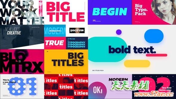 FCPX插件-20个现代时尚流行文字大标题排版设计动画 Big Bold Titles-天天素材网