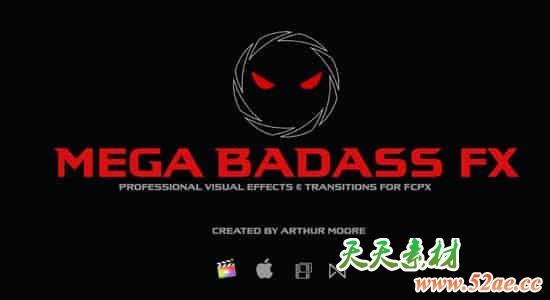 FCPX插件-83个高品质油管大神VLOG实用酷炫特效和转场插件超级包 Mega BadAss Effect Pack-天天素材网