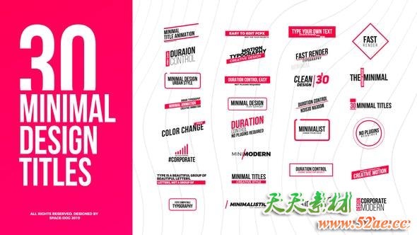 FCPX插件-30种迷你简洁设计文字标题动画 Minimal Design Titles-天天素材网