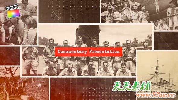 FCPX模板插件-复古泛黄回忆纪录片图文展示包装 The Documetary 2-天天素材网