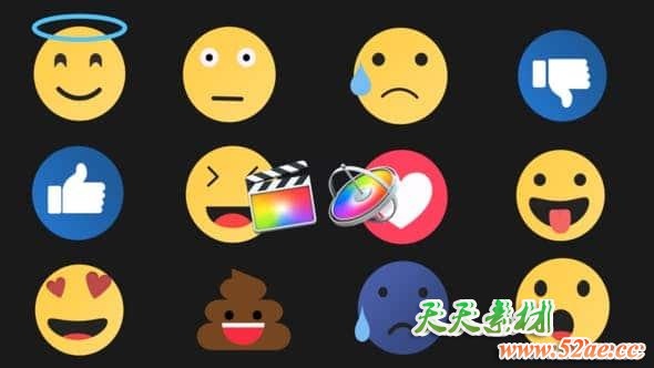 FCPX插件-13个社交网络对话聊天Emoijs表情动画 Emoijs Animated Pack + 使用教程-天天素材网