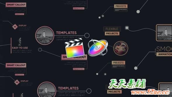 FCPX插件-10种创意呼出线文字标题介绍注释标注动画 Callout Titles Toolkit + 使用教程-天天素材网
