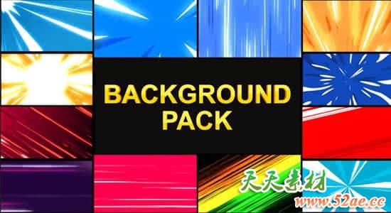 FCPX插件-12种酷炫动漫卡通速度线背景动画 Speedlines Backgrounds-天天素材网