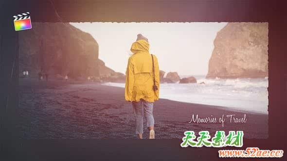 FCPX模板-美丽迷人旅行回忆甜蜜婚礼情侣图文照片相册展示 Memories of Travel + 使用教程-天天素材网
