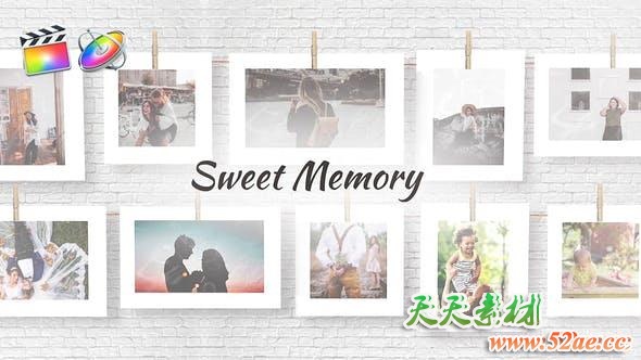 FCPX模板-浪漫甜蜜回忆悬挂晾晒照片电子相册动画Sweet Memories+使用教程-天天素材网