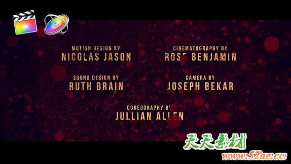 FCPX插件-大气史诗电影开场演职人员介绍文字标题动画 Cine Credit 第3季 + 使用教程-天天素材网