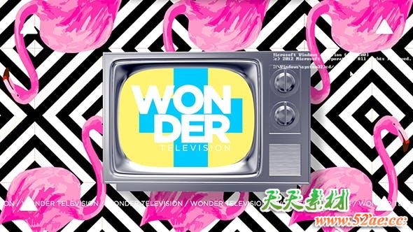Apple Motion模板-时尚动感复古电视机图文介绍动画展示 Wonder Television-天天素材网