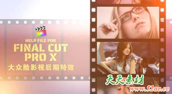 FCPX模板-电影胶片滚动回忆照片相册图文展示动画 Move Time-天天素材网