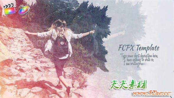 FCPX模板-中国风复古水墨晕开遮罩图文展示开场 Ink Slideshow-天天素材网