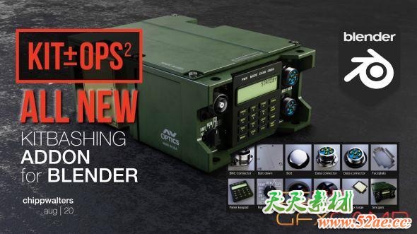 Blender硬面模型预设插件 Kit Ops 2 Pro: Asset / Kitbashing Addon For Blender 2.83+-天天素材网
