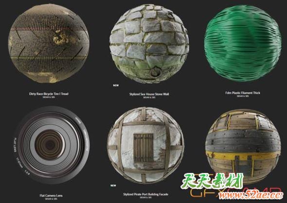 常用笔刷材质预设 Substance Source Project 22 – 32 Substances-天天素材网