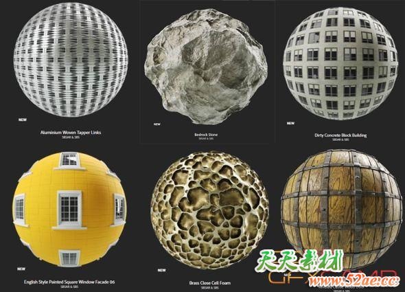 常用笔刷材质预设 Substance Source Project 25 – 123 Substances-天天素材网