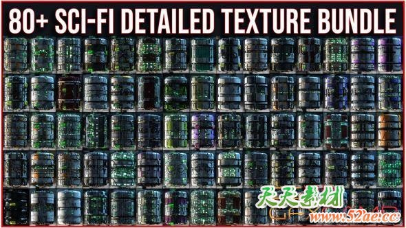 80组科幻细节硬面模型深度贴图材质 ArtStation Marketplace – 80+ Sci Fi Detailed Hard Surface Texture Material Bundle Pack-天天素材网