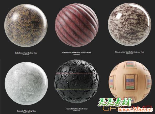 常用笔刷材质预设 Substance Source Project 26 – 100 Substances-天天素材网