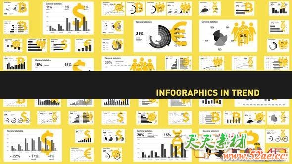AE模板-信息数据图表展示动画 Infographics in trend-天天素材网