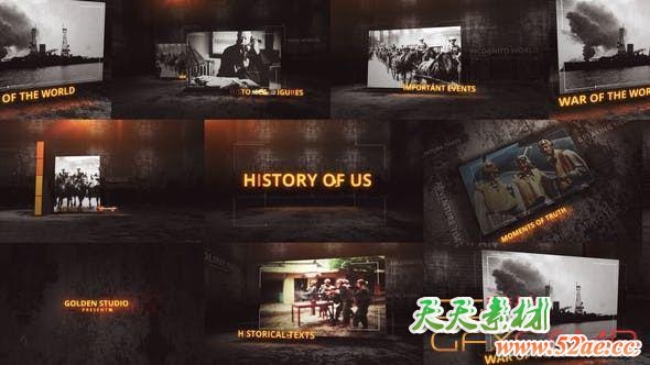 AE模板-大气历史视频介绍宣传片头 Glitches History Of Us-天天素材网