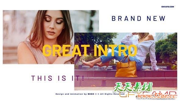 AE模板-时尚视频短片花絮包装片头 Intro Vlog Photo Logo-天天素材网