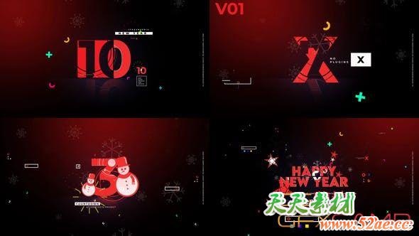 AE模板-创意图形新年倒计时动画 New Year Countdown Version 0.1-天天素材网