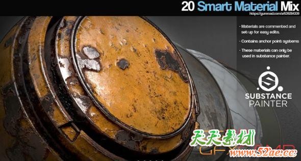 智能混合材质预设 Gumroad – Substance Painter SP – 20 Smart Material Mix-天天素材网
